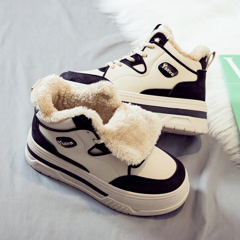 Fleecem zateplené vysoké velké bavlněné dámské boty zimní teplé sněhule dámské všestranné nové zimní bavlněné boty se silnou podrážkou