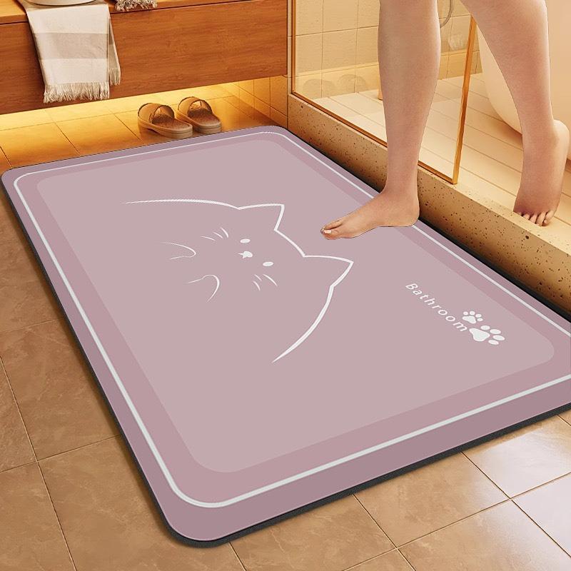 Super Absorbent Bathroom Floor Mat Quick Drying Non Slip Soft Washroom Decor Carpet Waterproof Doormat