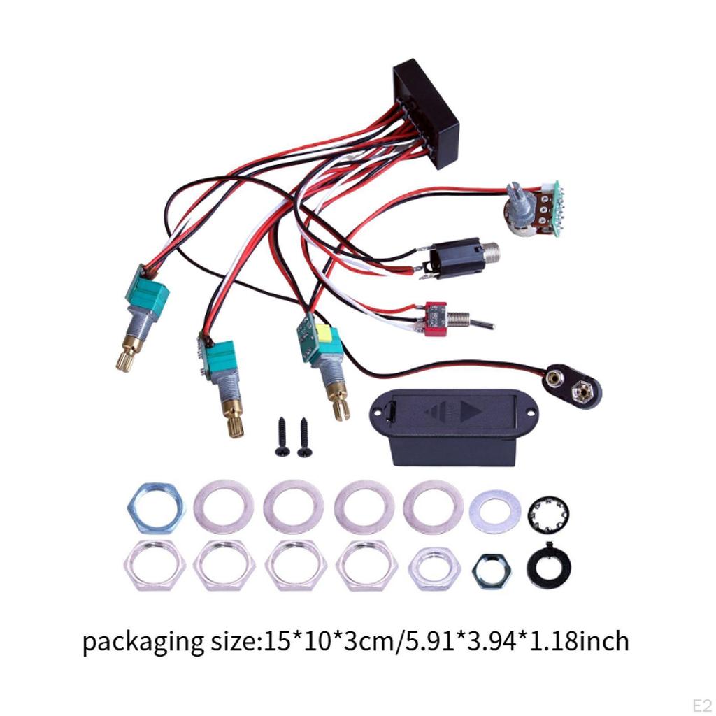 Electric Bass Preamp EQ Equalizer Assembly Guitar Wiring Harness Active