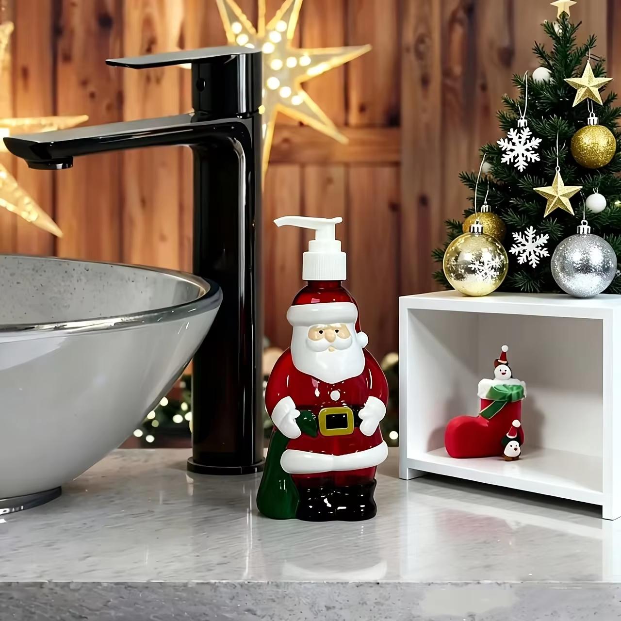 

Диспензер для ванной комнаты 10,48 унций Сезонный декоративный многоразовый диспенсер для жидкого мыла Рождественский диспенсер для мыла Украшения для дома белый