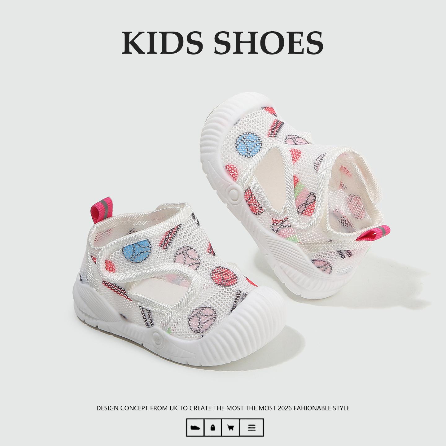 

Baby Walking Shoes Breathable Summer Soft Soled Mesh Shoes for Boys and Girls Baby Sandals Child Non-slip Floor Shoes 3 to 6M розовый