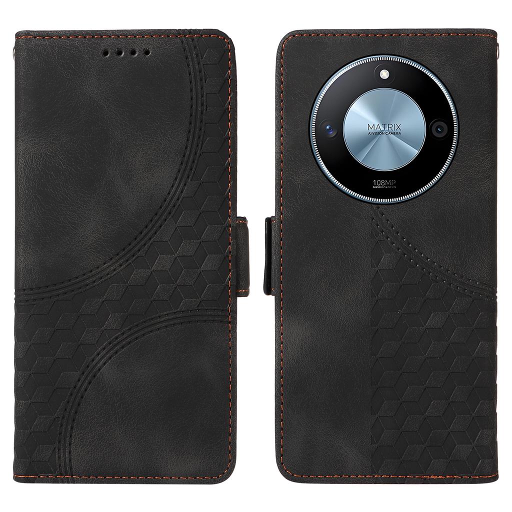 For Honor X60 5G Case PU Leather Phone Cover Rhombus Starry Imprinted