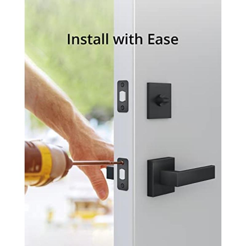 Square Door Handle - Easy Installation, Fits All - Matte Black
