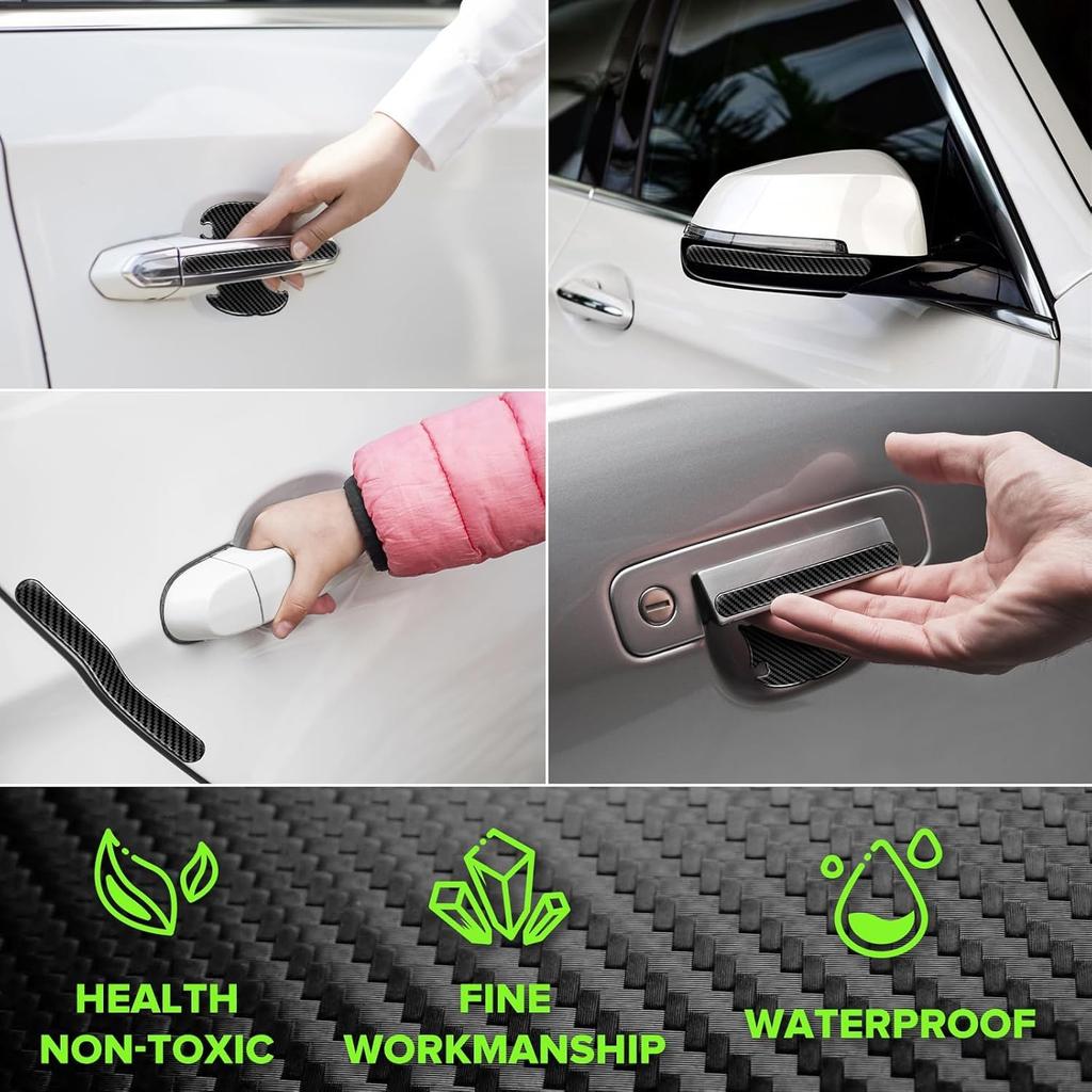 16Pack Car Door Protector - Black Carbon Fiber Door Handle Paint Protection Film, Black Door Handles Interior,Universal for Most Car Handle