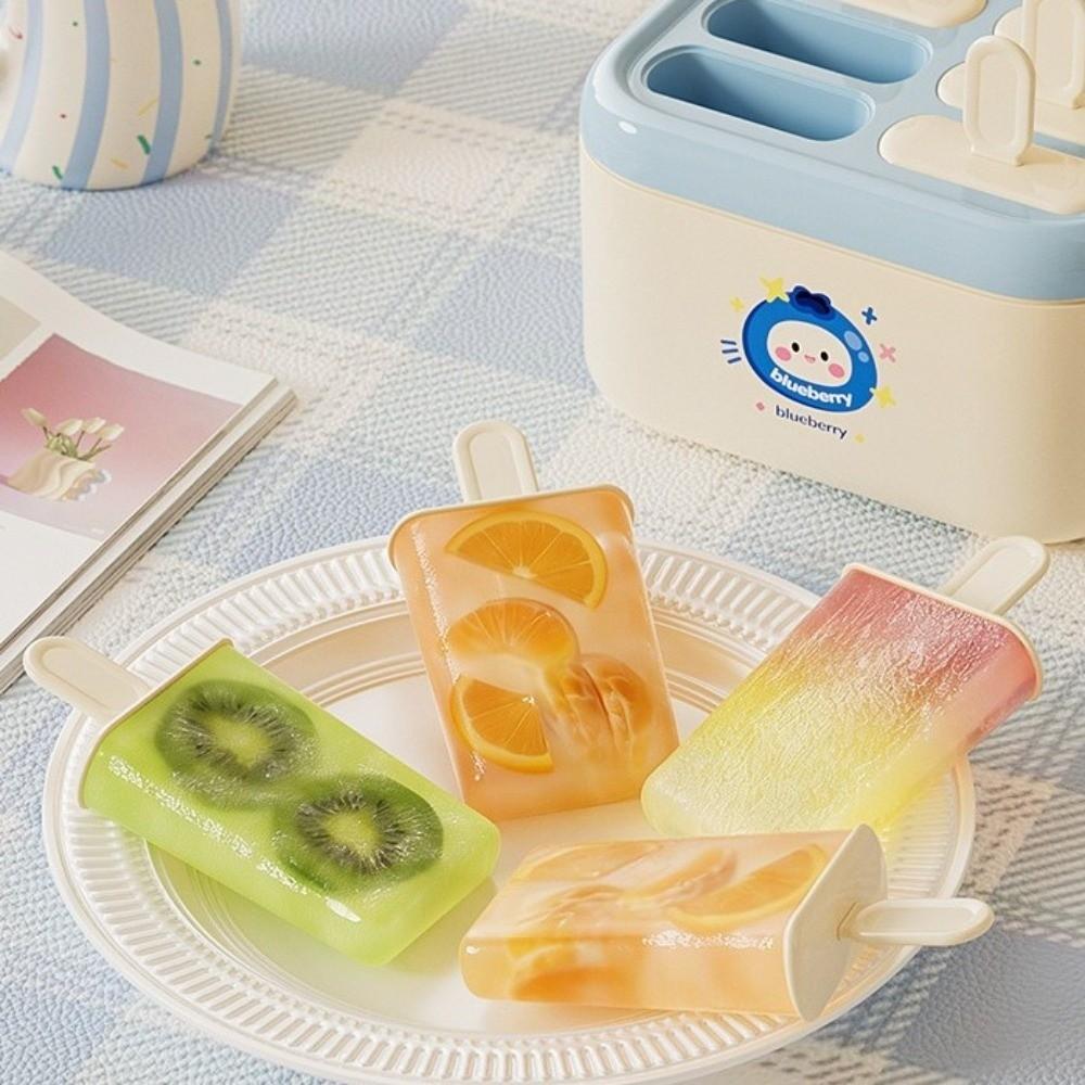 Ice Storage Boxes 8 Grids Ice Cream Mold Cartoon Plastic Ice Pop Maker Non-Stick Frozen Ice Box Ice Cream Box Summer