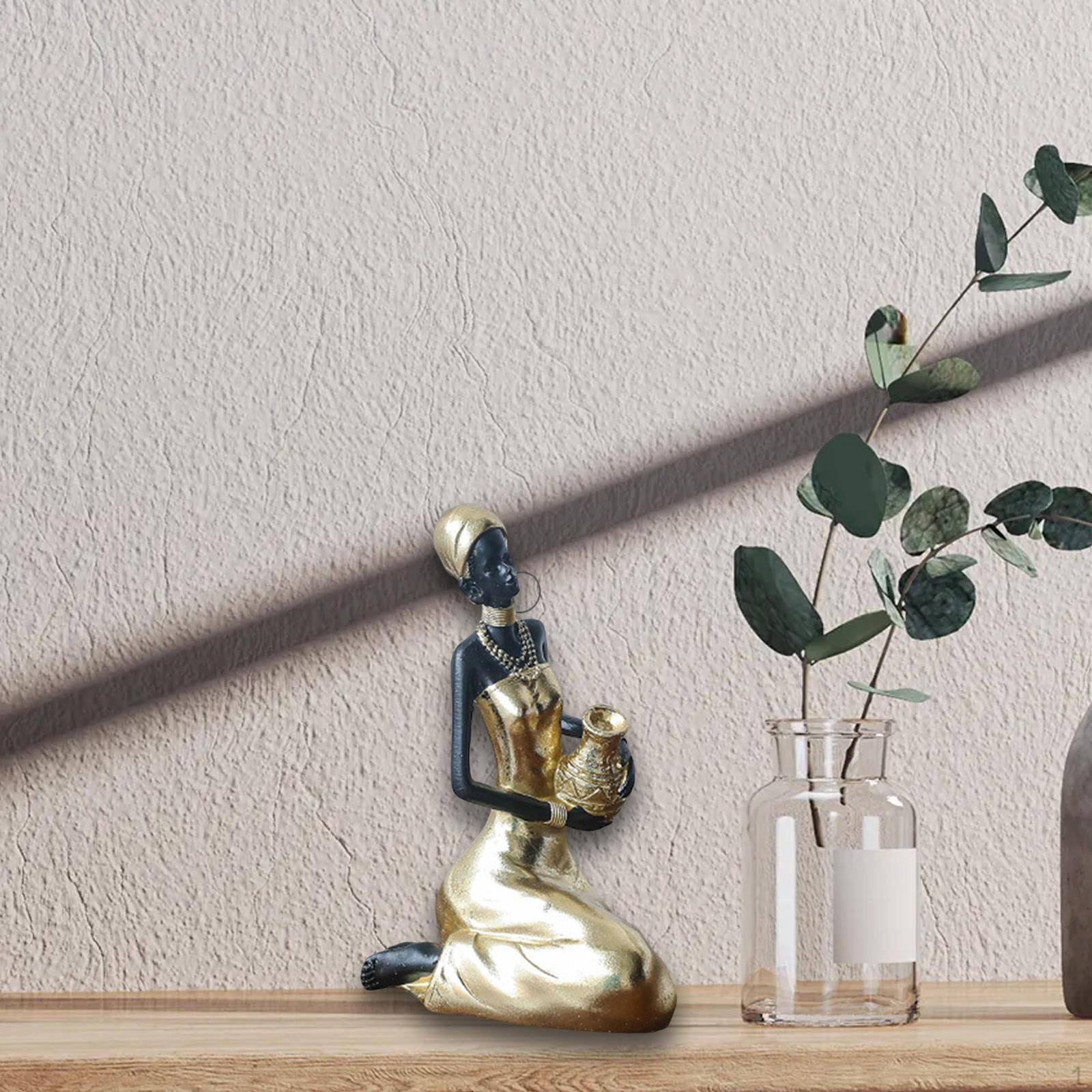 Скульптура африканской женщины ручной работы для украшения дома 16.5x8x9.5cm