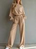 Women Tracksuit Set Long Sleeve Crop Top And High Waist Sweatpants Casual Loose Fit Loungewear Two Piece Set