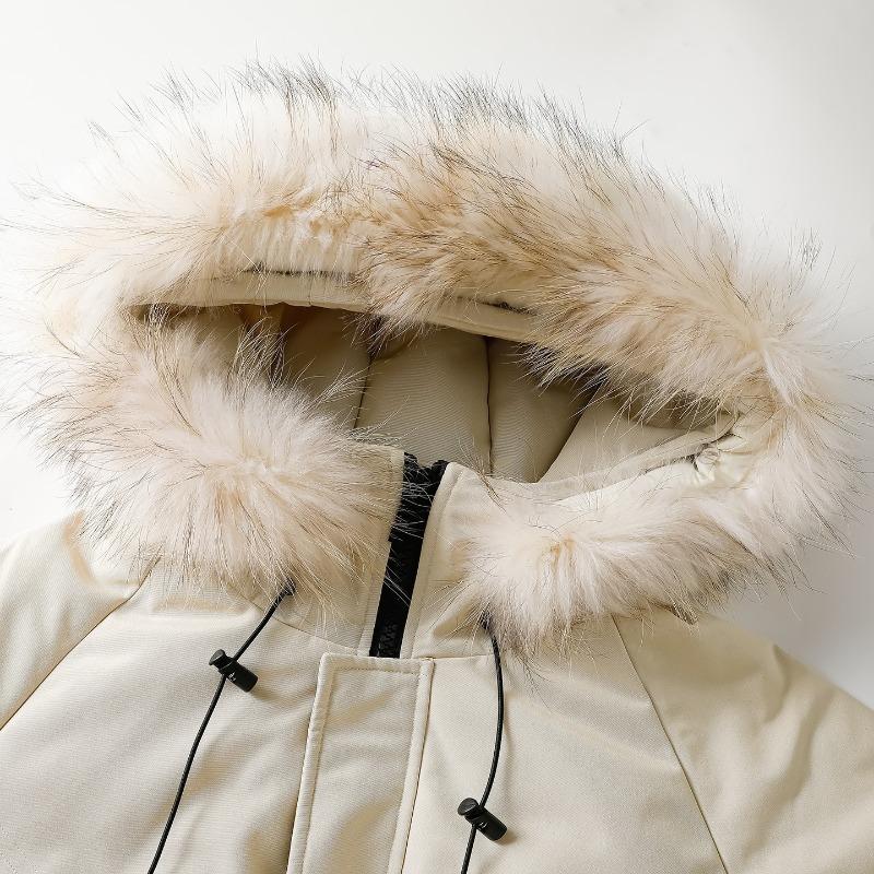 % Down New National Standard White Duck Down Down Jacket for Men and Women In Winter Loose Parker Thickened Large Fur Collar Jacket for Men