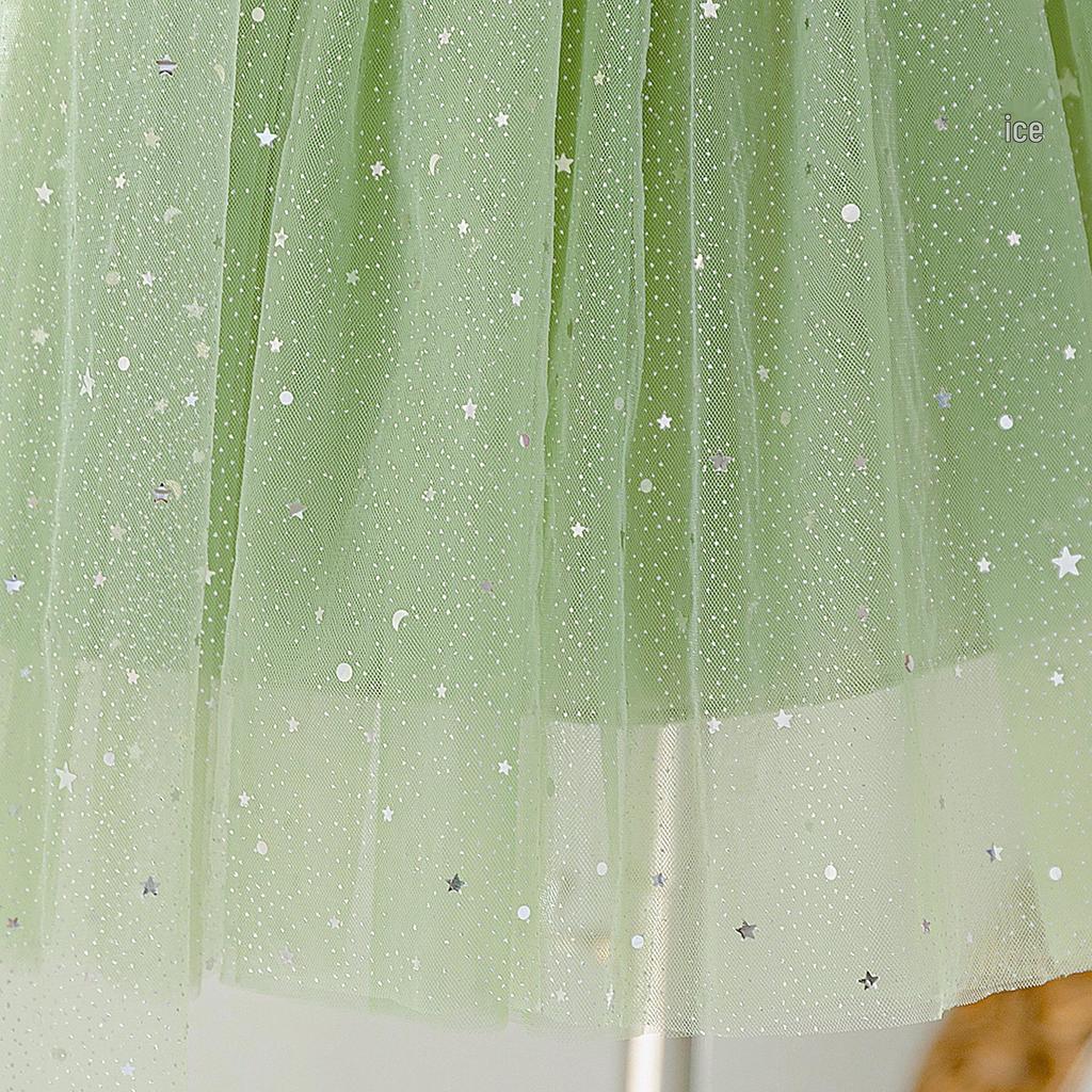 European & American One-Shoulder Sequin Princess Dress for Kids - Evening Mesh Puffy Skirt