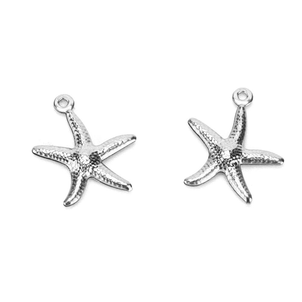 50pcs Stainless Steel Beach Jewelry Small Ocean Starfish Pendant Starfish Pendant Earring Making