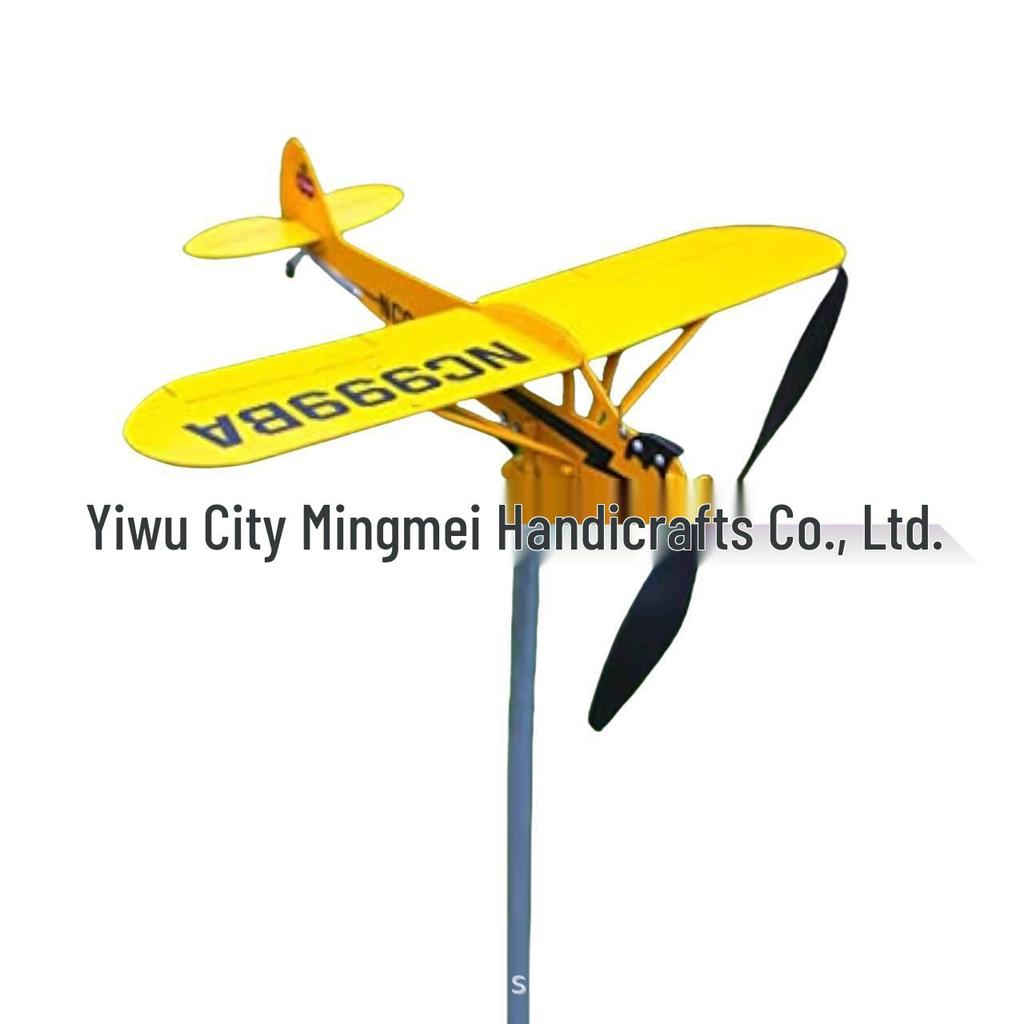 Pastoral Courtyard Windmill: Rotating Airplane Weather Vane Outdoor Ground Decor