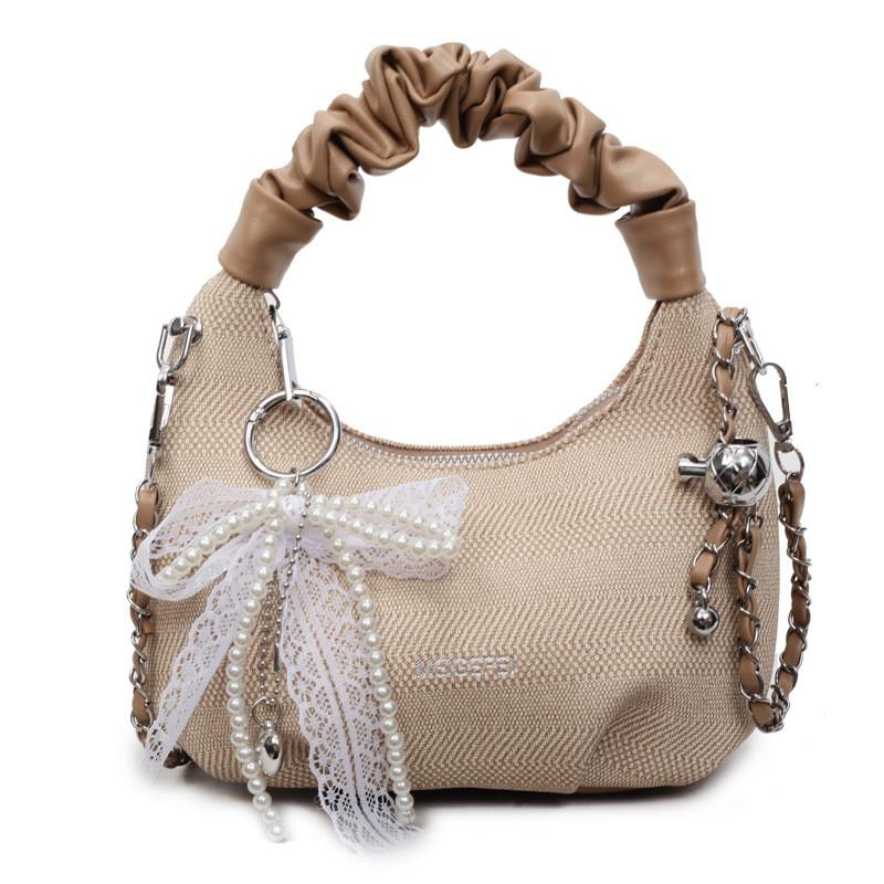 Dumpling Shape Pu Clutch Bag With Zipper Closure And Chain For Casual Day Out