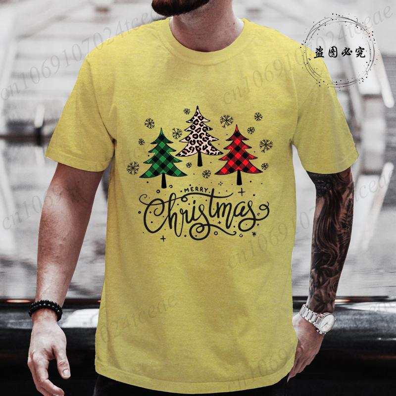 Unisexs Christmas Tree Print Tshirt Short Sleeve Round Neck Top for Christmas Womens Clothing Harajuku Short Sleeve Casual Shirt S