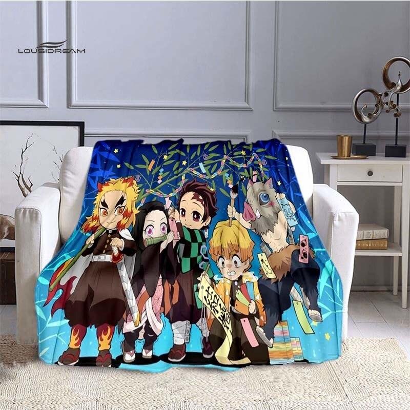 LOUSIDREAM Demon Slayer Deky pro postele Home Travel Flanelová deka pro dospělé na gauč Obývací pokoj Pohovka Child Keep Warm
