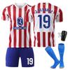 25-26 Domácí dres Atletico Madrid Verze pro fanoušky Fotbalová uniforma Sada Ne. 19 Alvarez 7 Lezman