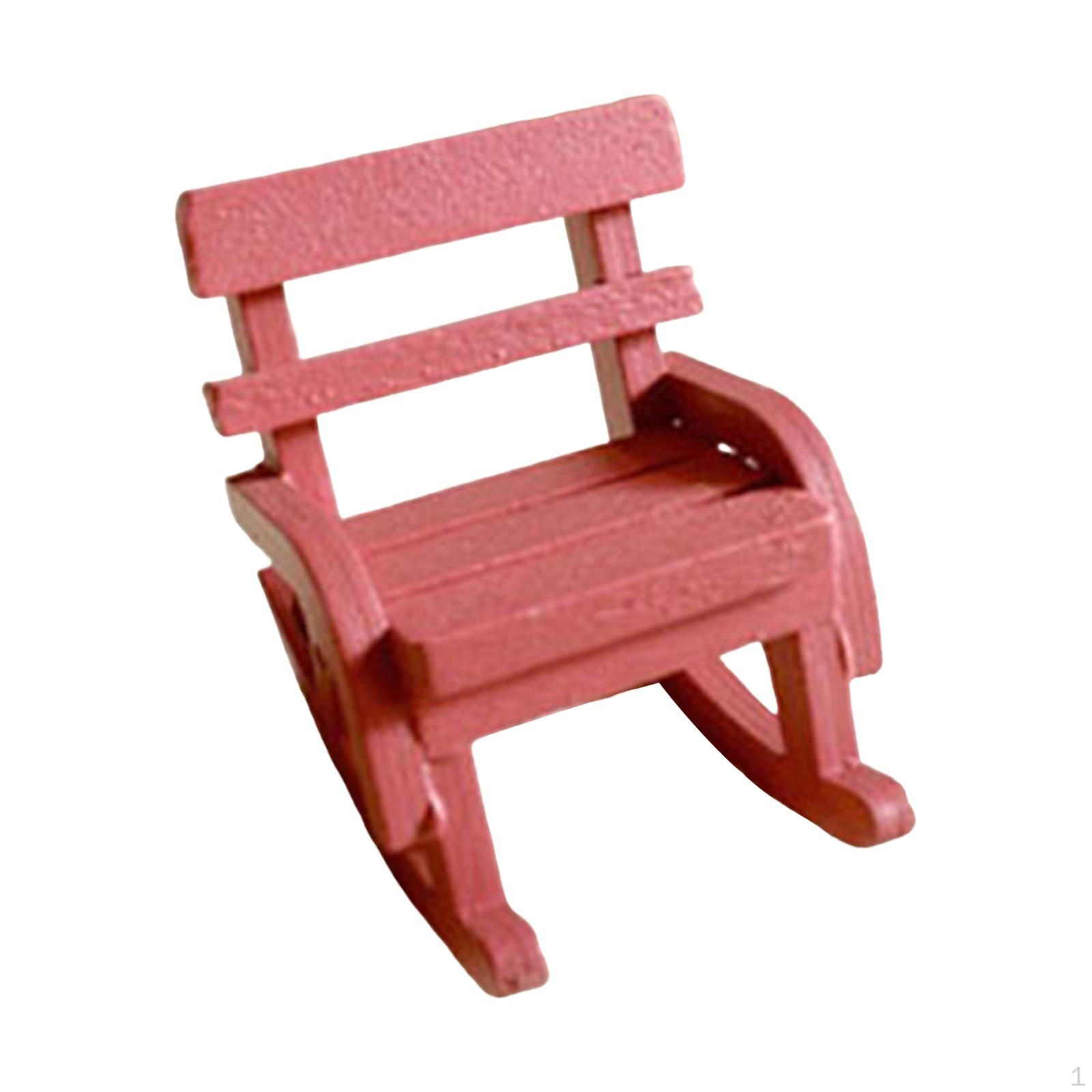 

Dollhouse Furniture Mini Rocking Chair Handpainted Vintage Wooden Chairs for Micro рожевий