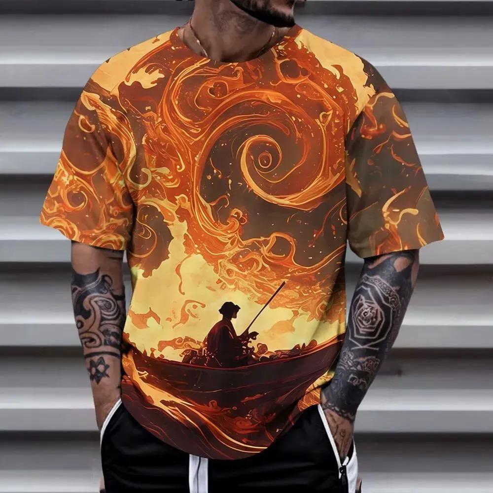 Яркая Креативная Личность Футболка с коротким рукавом Модная Удобная Мягкая Дышащая Большая Свободная Мужская Футболка S