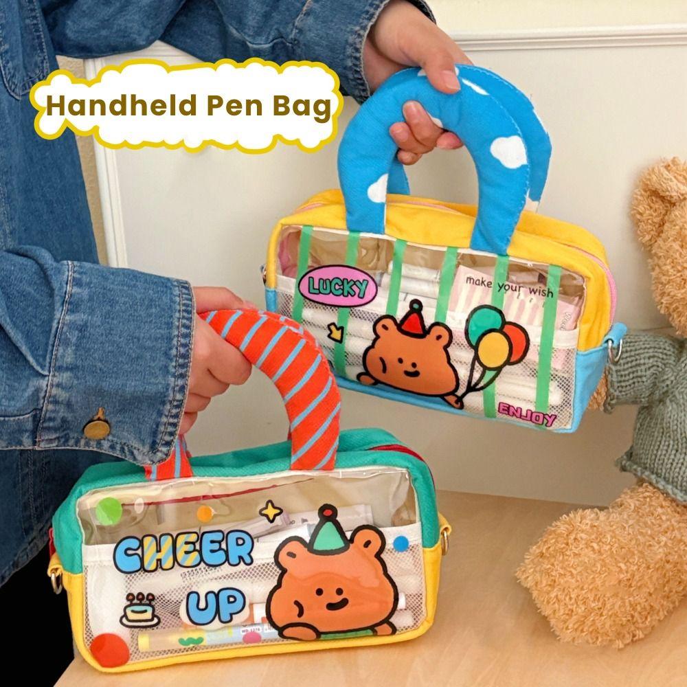 Large Capacity Pen Bag Portable Stationery Bag Cartoon Pencil Case Students