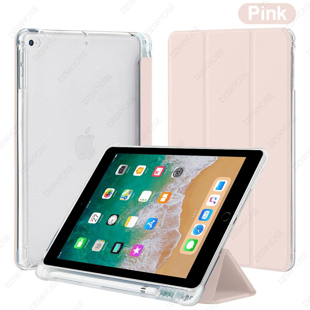 Voor iPad 9.7 Inch Hoes 6e/5e Generatie /, voor iPad Air 1/2, Lichtgewicht Beschermhoes met Stylushouder Zacht TPU roze