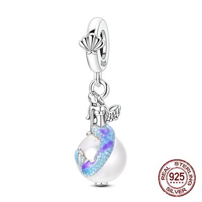 Copper Exquisite Elegant Mermaid Pearl Pendants Charms Fits Genuine Charms Bracelet Women DoItYourself Jewellery Gifts