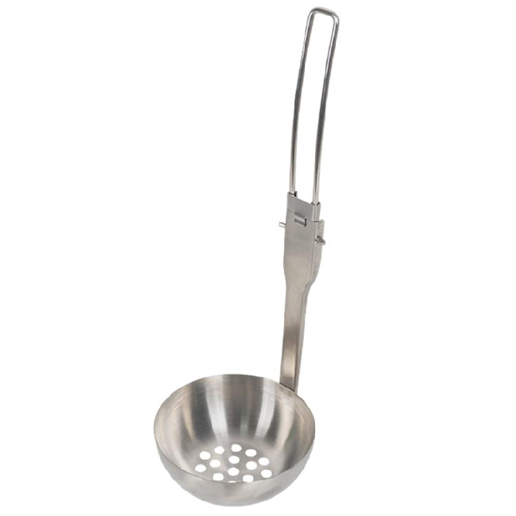 Stainless Steel Soup Ladle/Slotted Spoon with Folding Handle Camping Spoon