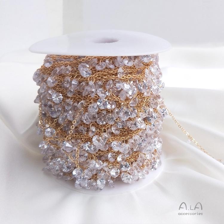 14K Gold Filled Zircon Chain Pendant Sparkling Diamond O-Shaped Loose Chain DIY Handmade Bracelet Necklace Jewelry