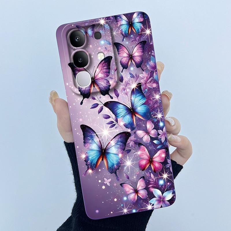 For Vivo Y29 4G Phone Case Fashion Simplicity Oil Painting Flower Soft Liquid Silicone Shell Back Cover For Vivo Y 29 4G Fundas