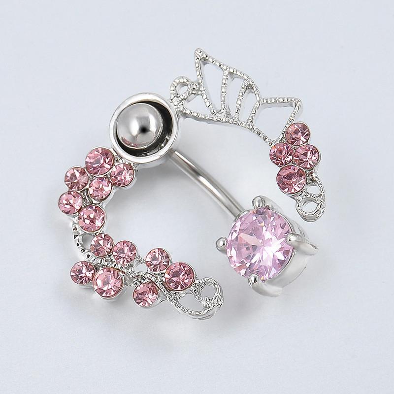 Kristal Taşlı Delikli Kelebek Göbek Deliği Halka Modaya Uygun Kadınlar İçin Göbek Tırnağı Paslanmaz Çelik Seksi Vücut Piercing Takı