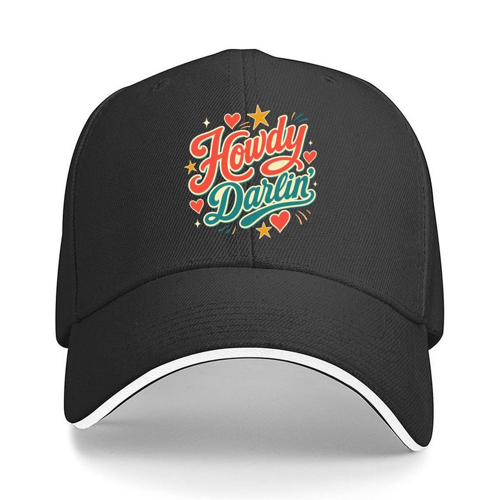 Retro Western Howdy Darlin Script De Sandwich Baseball Cap Sun Cap Outdoor Workouts Hat