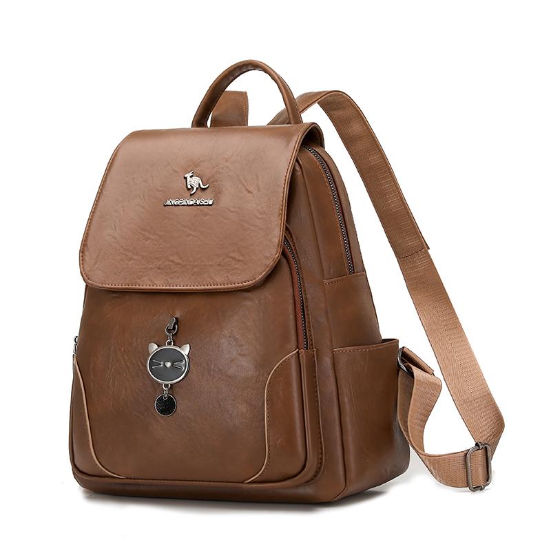 Umwandelbarer Klappen-Rucksack-Tasche mit Seitentaschen, lässiger Faux-Leder-Tagesrucksack für Damen, für den täglichen Gebrauch