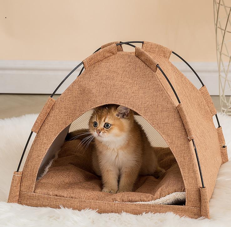 

Домик для собак, домик для кошек, гнездо для домашних животных, подушка для сиденья, палатка, освежающая и дышащая, полузакрытая, всесезонная, для больших, средних и маленьких кошек, плюшевая M(40*40*35)