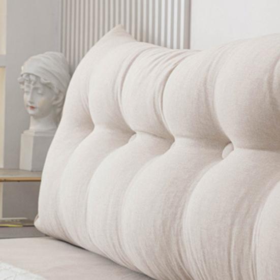 Headboard Pillow with Side Pocket Linen Triangular Headboard Wedge Cushion Bed Bolster Cushion for Shoulder Back Waist Support Dorm Home Bedroom