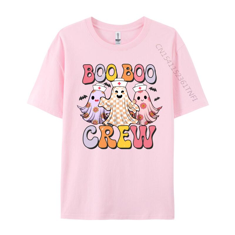 Groovy Boo Boo Crew Nurse Funny Ghost Halloween Nurse Casual 3D Printed T-Shirt for Men Pure Cotton Tops Shirts Funny Tee