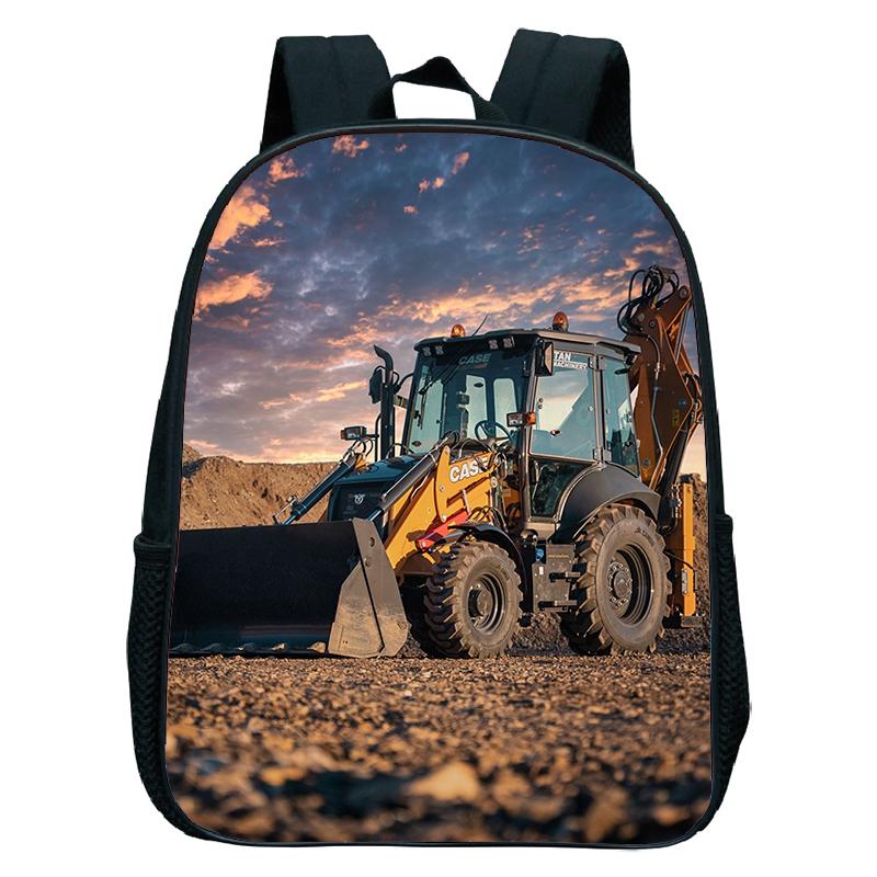 Graafmachine Tractor Print Rugzakken Brandweerauto Boekentas Ambulance Kinderrugzak Jongens Meisjes Kleuterschool Schooltas gray