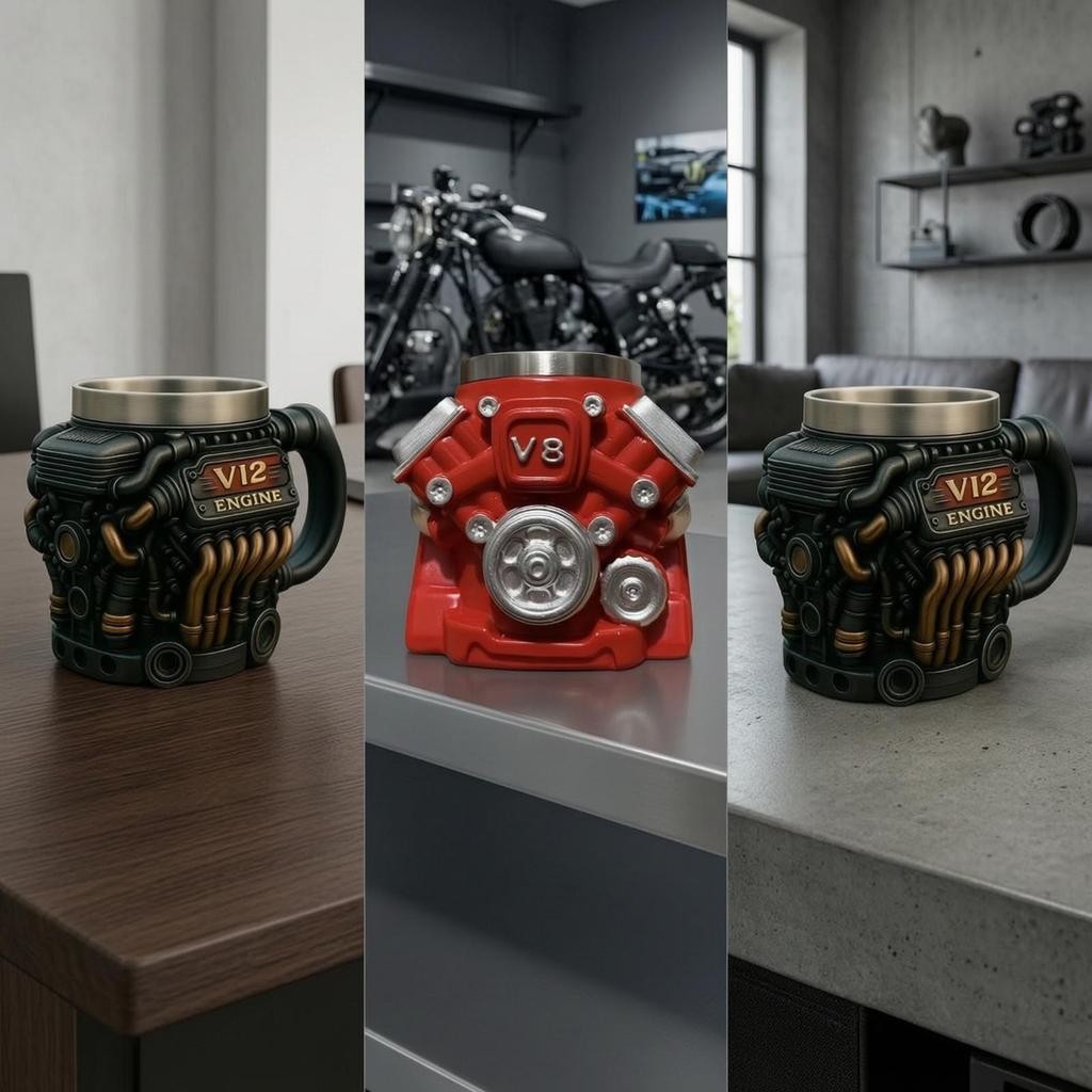 Engine Block Mug Industrial Mechanical for Car Enthusiasts, Mechanics