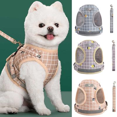 Nylon Mesh Puppy Reflective Dogs And Leash Set Dogs Vest Leads Pet Clothes For Small Dogs