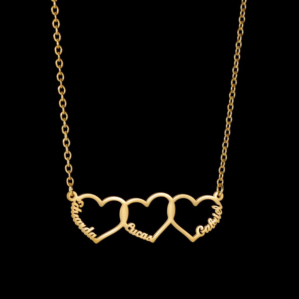 Atoztide Custom Multiple Names Heart Necklace for Women Family Stainless Steel Jewelry Choker Chain Personalized Birthday Gift