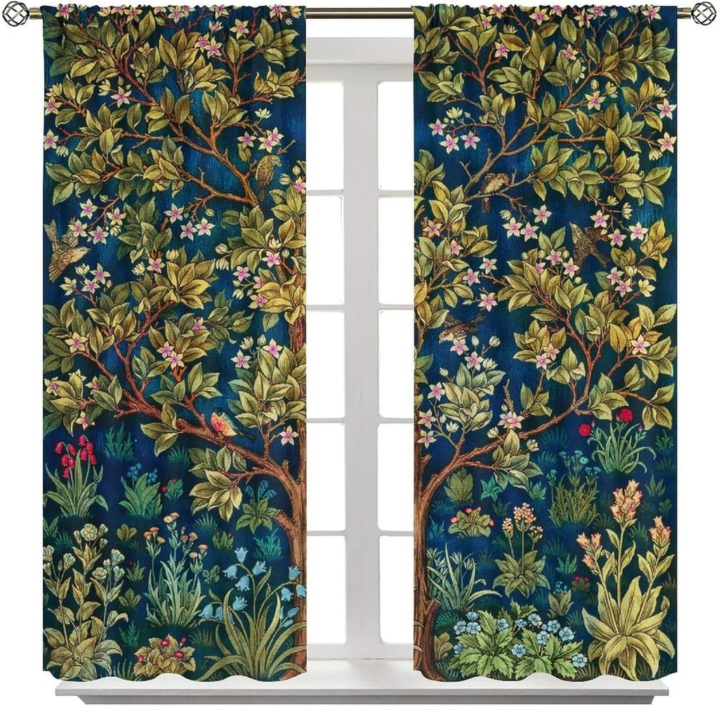 William Morris Βοτανικές Κουρτίνες για Παράθυρα Δέντρο της Ζωής Ανθικά μοτίβα Vintage Ανθικά μοτίβα Κουρτίνες για Σαλόνι Υπνοδωμάτιο