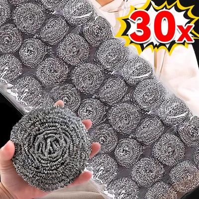 Steel Wire Ball for Pot Pans Dishes Rust Remover Stainless Steel Cleaning Balls Kitchen Dishwashing Cleaner Brush Scrubbers