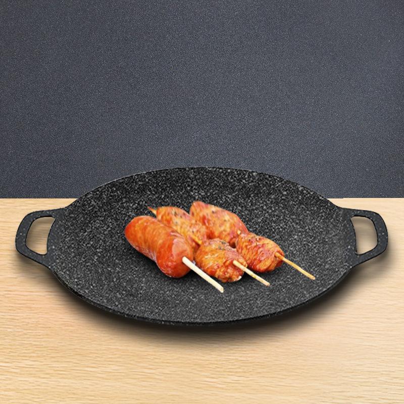 Outdoor Cookout Medizinischer Stein Grillplatte Karabiner Haushaltsgrillpfanne Runde Grillpfanne Pfanne Teppanyaki
