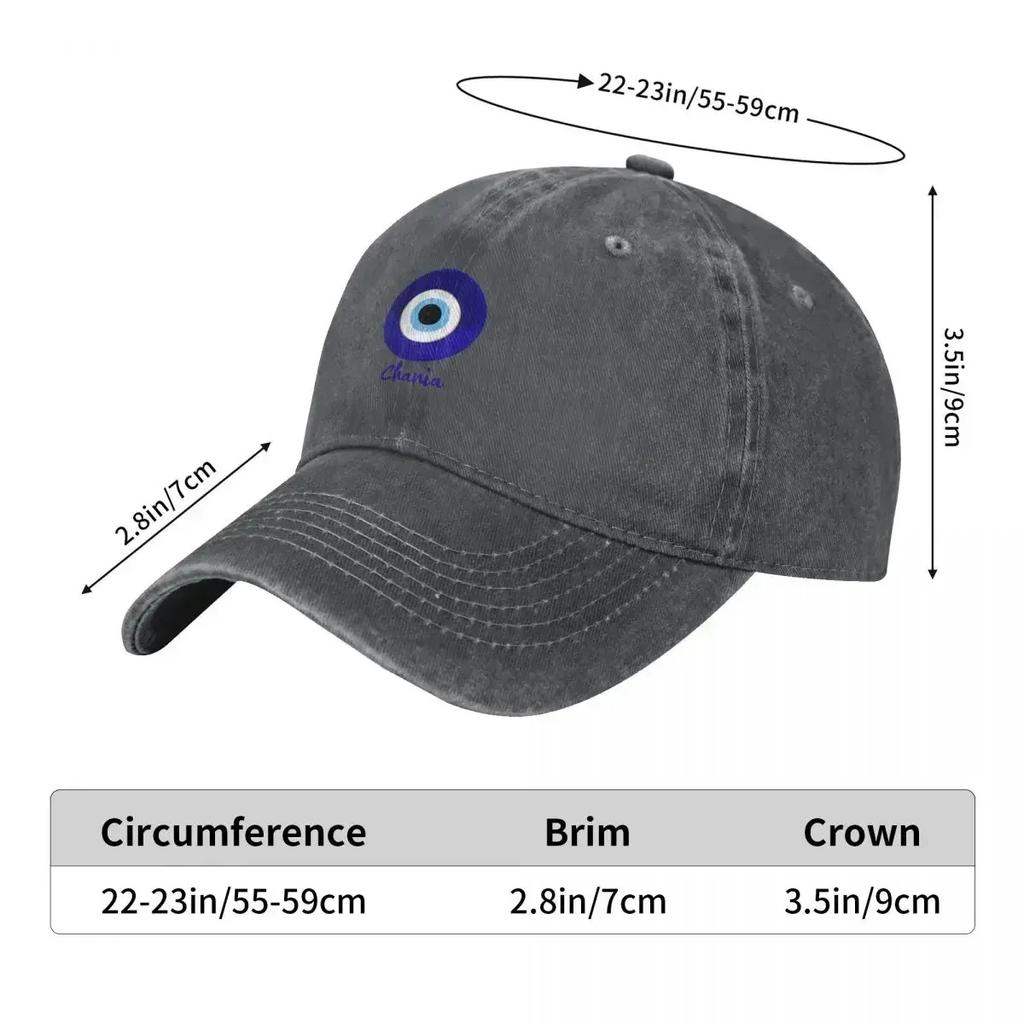 CHANIA - GREECE, EVIL EYE, Mati blue white. Baseball Cap derby hat golf hat genuine Hat Baseball Cap For Women Men's