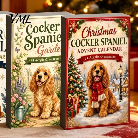 Advent Calendar Dog Calendars 2026, 24 Days Christmas Countdown with 2D Acrylic Hanging Ornaments Ornament, Collectible Cute Animal Figures