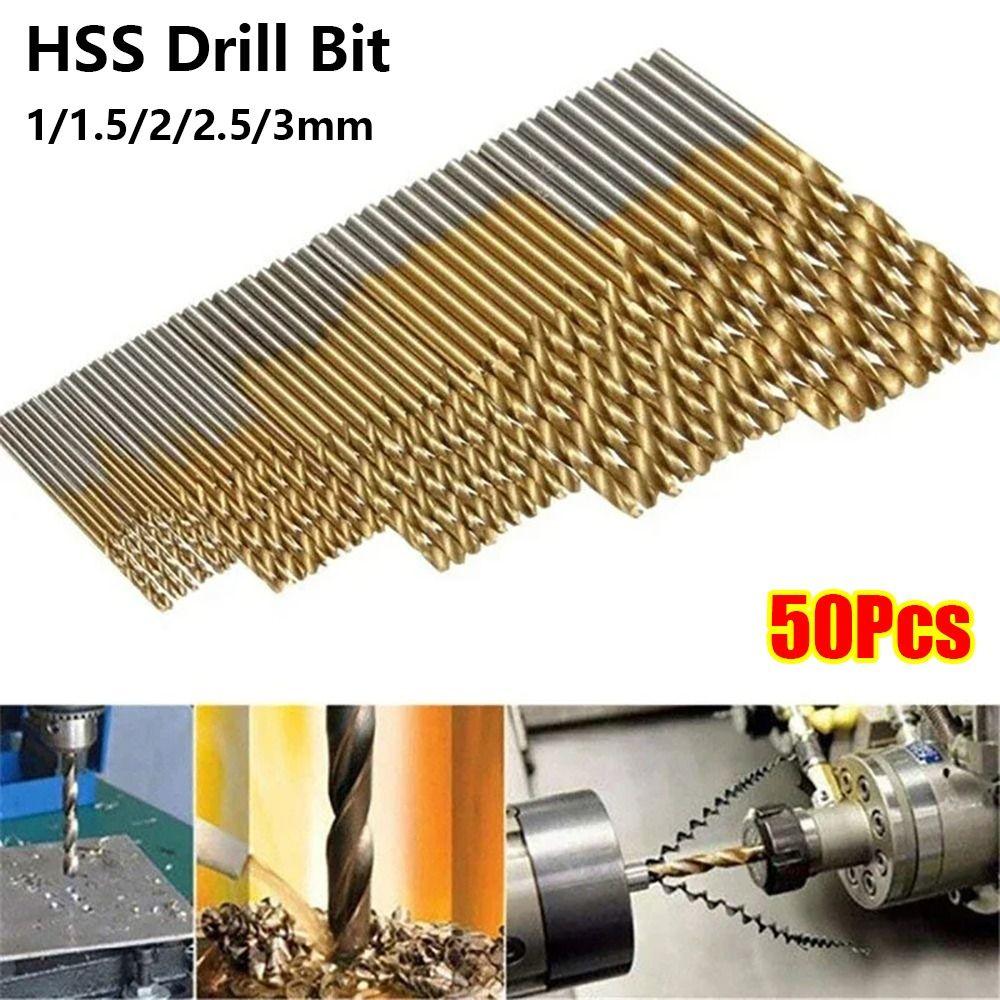 50Pcs/Set High Speed Steel Twist Drill Bit Set Woodworking Hole Opener Metal Wood Aluminum Drilling