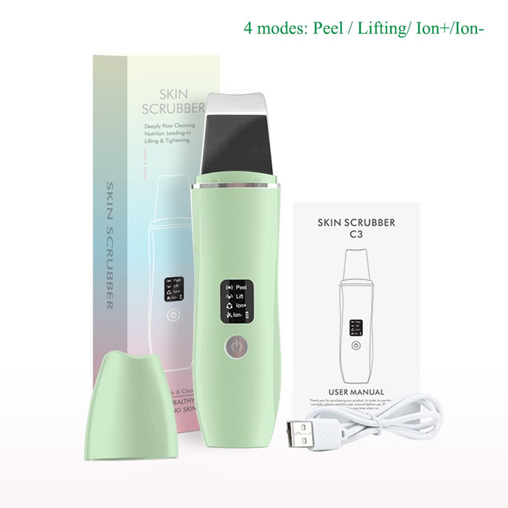 Ultrasonic Skin Scrubber Cordless Blackhead Remover Spatula Peeling Machine Exfoliating Pores Facial Cleaner Skin Care Device