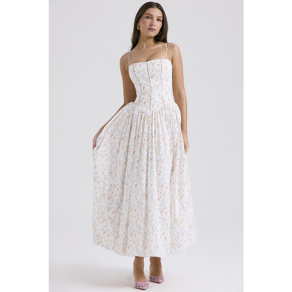 Temperament Elegant Gentle Wind Thin Floral Suspender Dress Fairy