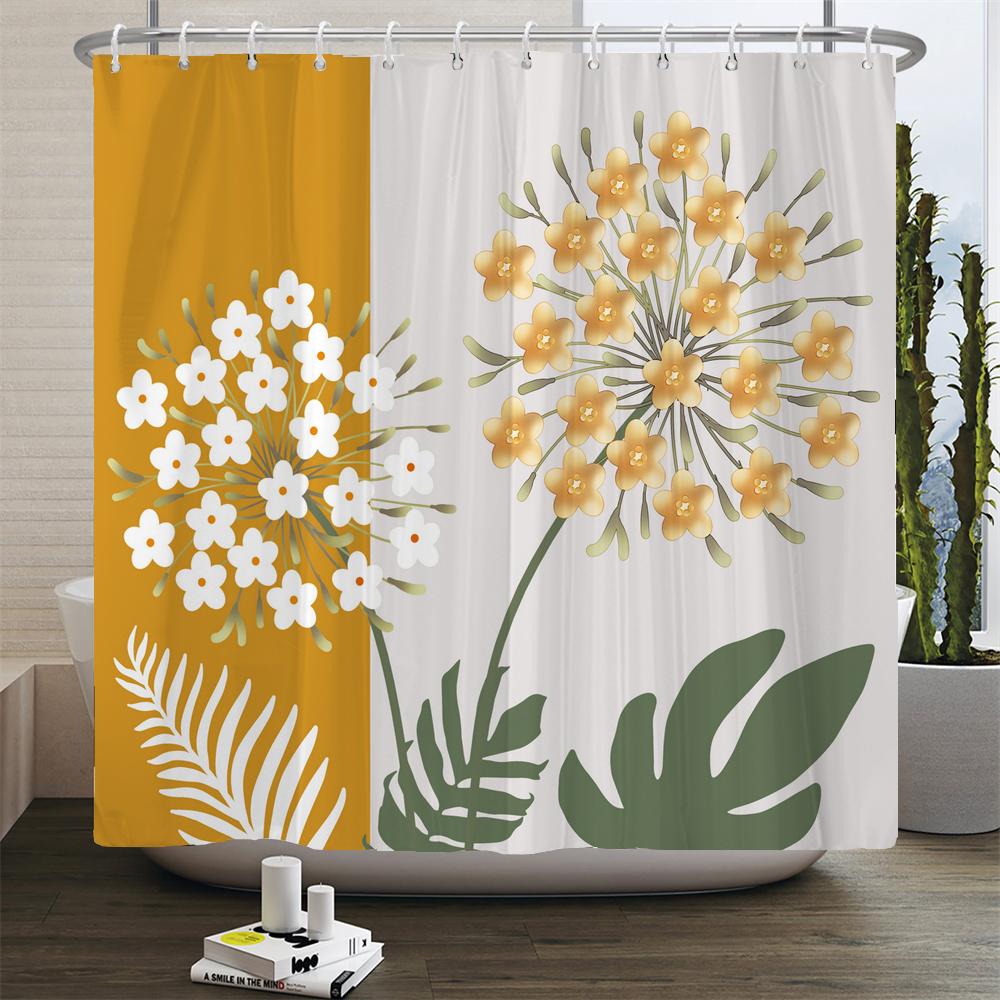 Nordic Style Abstract Art Boho Shower Curtain Waterproof Polyester Bath Curtain Morandi Color Block Curtain Bathroom Decor
