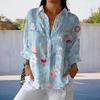 Women's Winter Fashion Light Blue Floral Long-Sleeve Top