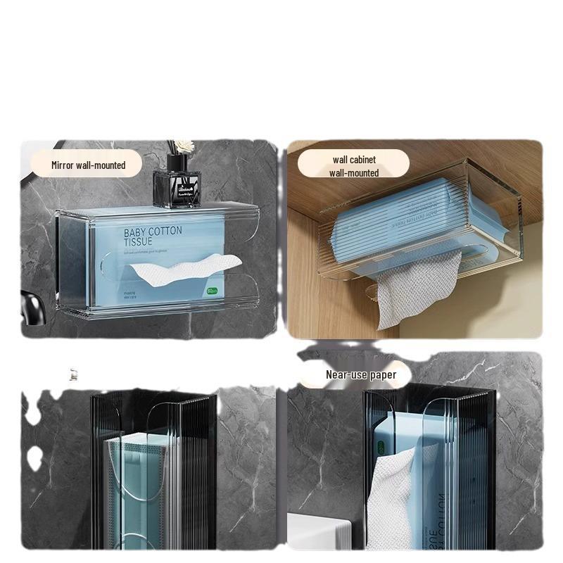 Wall-Mounted Transparent Tissue Box for Kitchen & Bathroom