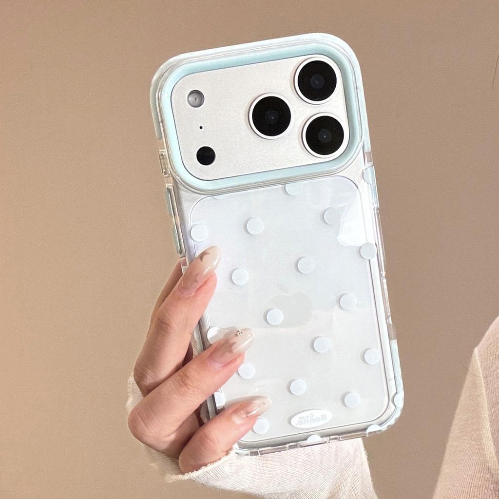 Solid Color Polka Dot IPhone17 Apple 16promax Mobile Phone Case Suitable for 14 Simple Japanese and Korean Style 13 Transparent 15 Soft Ke