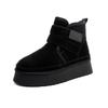 Classic Ultra Platform Suede Furry Hook Loop Flat Booties Winter Outdoor Women Ankle Snow Boots